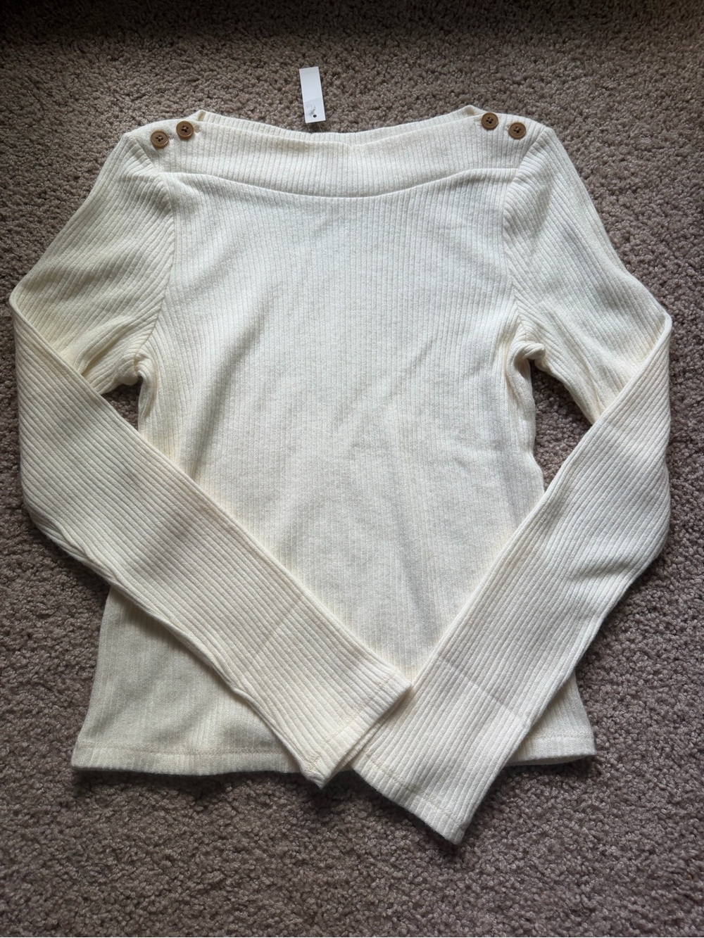 Madewell - Cream Ribbed Boatneck Sweater